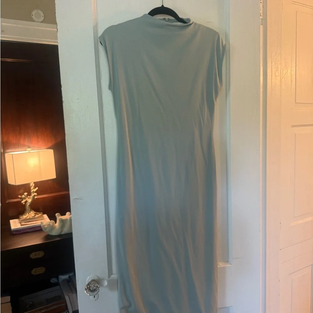 Blue Long Sleeve Mock Neck Sheath Dress - Picture 1 of 3